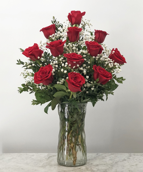 Simply Red Roses with Babies Breath